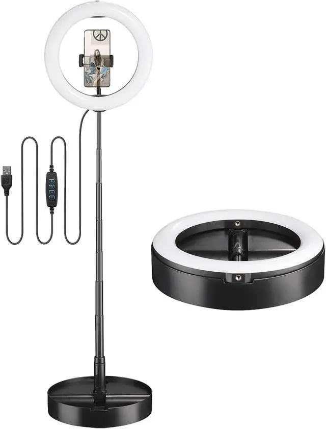 Alt view image 2 of 6 - Yescom 2 Pack 10" Folded Selfie LED Ring Light Portable Dimmable for Makeup YouTube