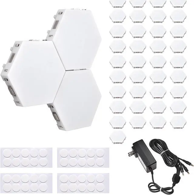 Alt view image 3 of 7 - Yescom 40 Block Smart LED Hexagon Light Panel Touch Sensitive Magnetic Wall Mount DIY Gifts