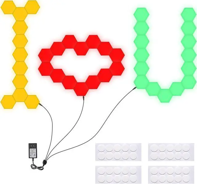 Alt view image 2 of 7 - Yescom 40 Block Smart LED Hexagon Light Panel Touch Sensitive Magnetic Wall Mount DIY Gifts