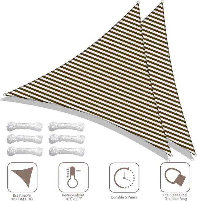 Alt view image 2 of 7 - Yescom 22 Ft 97% UV Block Triangle Sun Shade Sail HDPE Canopy Cover Net Garden 2 Pack