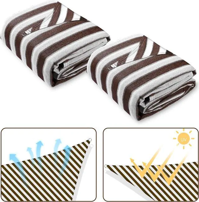 Alt view image 4 of 7 - Yescom 22 Ft 97% UV Block Triangle Sun Shade Sail HDPE Canopy Cover Net Garden 2 Pack