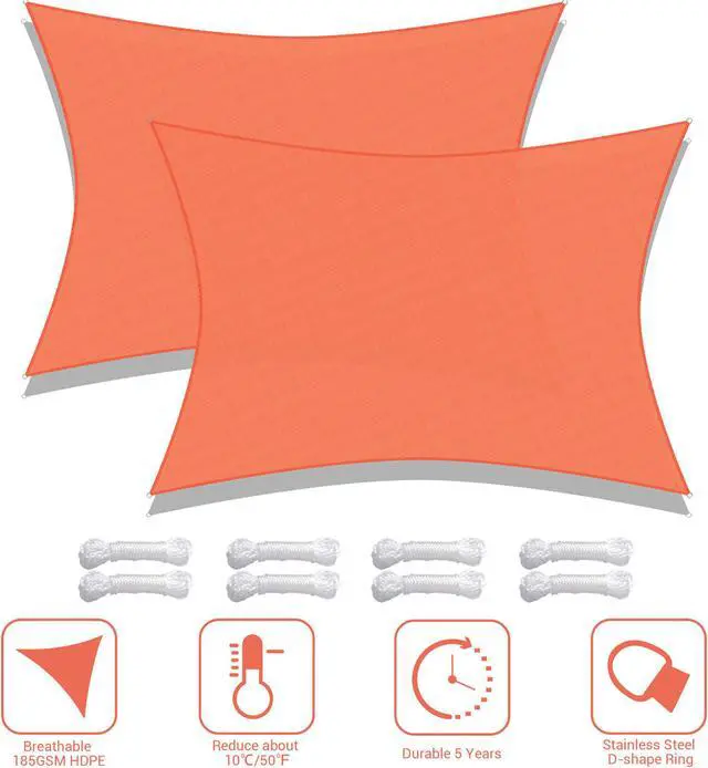 Alt view image 2 of 7 - Yescom 2 Pack 19x13 Ft 97% UV Block Rectangle Sun Shade Sail Canopy Outdoor Patio Pool