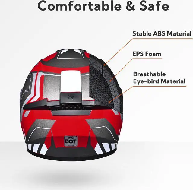 Alt view image 3 of 7 - AHR RUN-F3 Full Face Motorcycle Helmet DOT Approve Street Bike Removable Liner XL