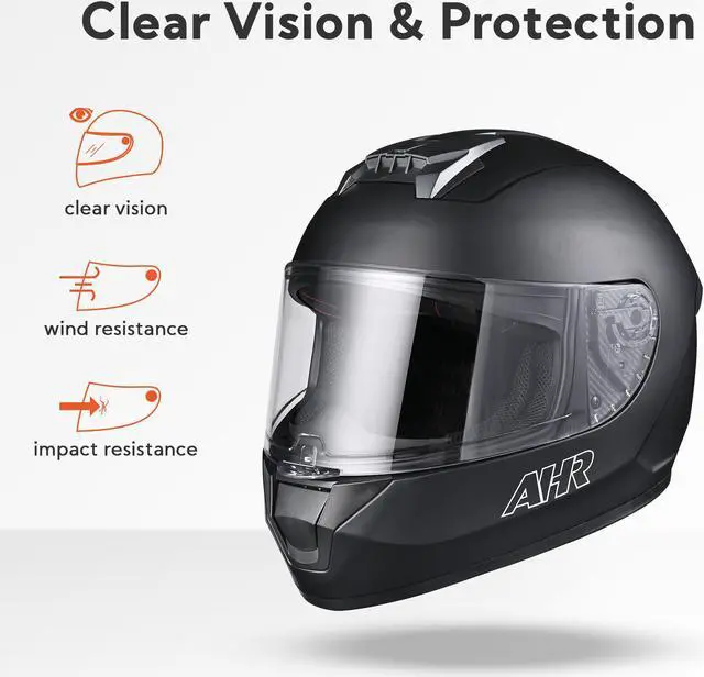 Alt view image 5 of 7 - AHR RUN-F3 Full Face Motorcycle Helmet DOT Removable Liner Street Bike Adult S