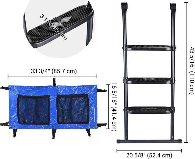 Alt view image 7 of 7 - Yescom 43" Trampoline Ladder Kit with Shoe Bag 3 Step Anti Skid for 15 Ft Bounce Kid