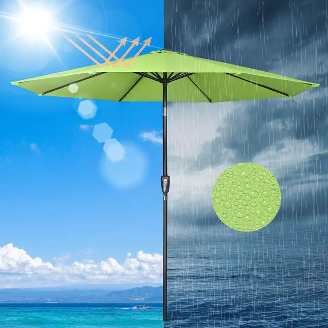 Alt view image 4 of 7 - Yescom 10Ft UV50+ 3000PA Aluminum Patio Umbrella with Crank Tilt for Outdoor Table Shade Deck Yard Garden Pool Balcony