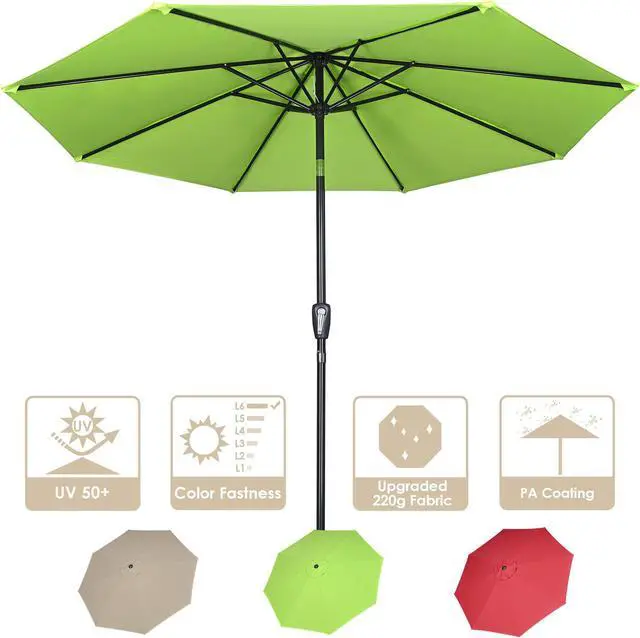 Alt view image 2 of 7 - Yescom 10Ft UV50+ 3000PA Aluminum Patio Umbrella with Crank Tilt for Outdoor Table Shade Deck Yard Garden Pool Balcony