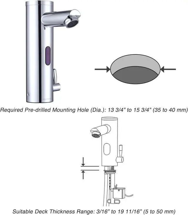 Alt view image 5 of 7 - Aquaterior Automatic Sensor Bathroom Faucet 1 Hole Touchless Undermount Sink Mixer Tap CHR