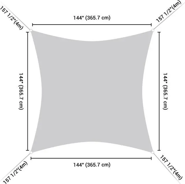 Alt view image 6 of 7 - Yescom 12x12 Ft 97% UV Block Square Sun Shade Sail Heavy Duty HDPE Canopy Patio Yard