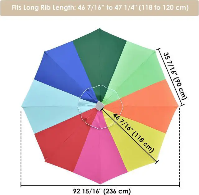 Alt view image 5 of 7 - Yescom 8ft Universal Replacement Umbrella Canopy Top Cover Patio Beach