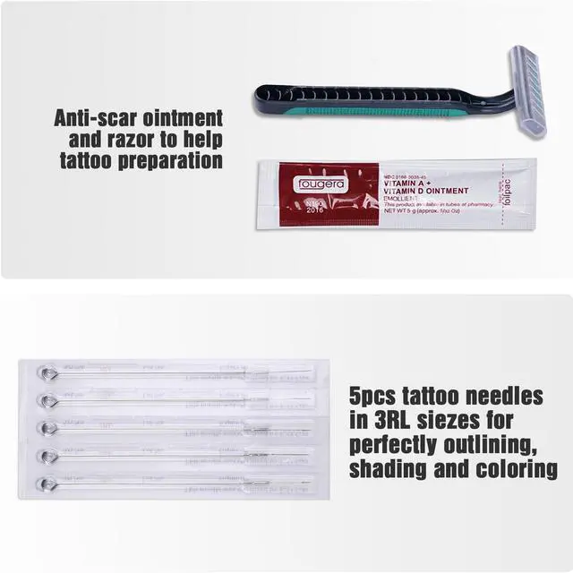 Alt view image 4 of 7 - Complete Tattoo Kit 8 Machine 40 Inks Power Supply 10 Wraps Gun Needle Grip Tip