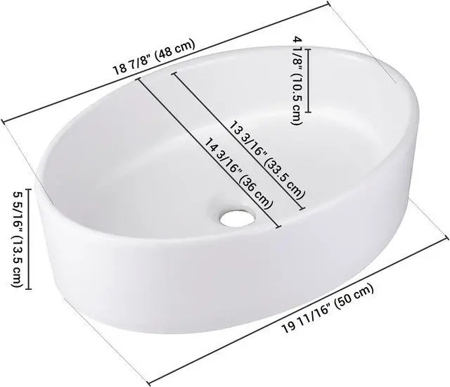 Alt view image 9 of 11 - Aquaterior® 2 Pcs Oval Porcelain Above Counter Vessel Sink  Vanity Basin with Chrome Pop up Drain
