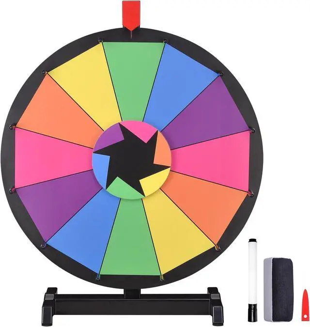 Main image of WinSpin™ 18" Tabletop Editable Color Prize Wheel 12 Slot Spinning Game Dry Erase Trade Show