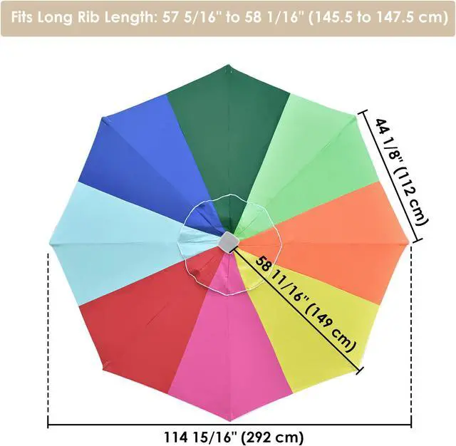 Alt view image 5 of 7 - Yescom 10ft UV50+ Universal Replacement Umbrella Canopy Outdoor Beach Parasol Top Cover