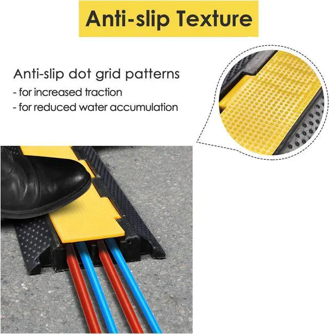 Alt view image 5 of 7 - Yescom 2 Channel Rubber Electrical Wire Cover Cable Driveway Over Garden Hose Protector Ramp Guard Warehouse Cord Protector Speed Bump, 22000 Lbs