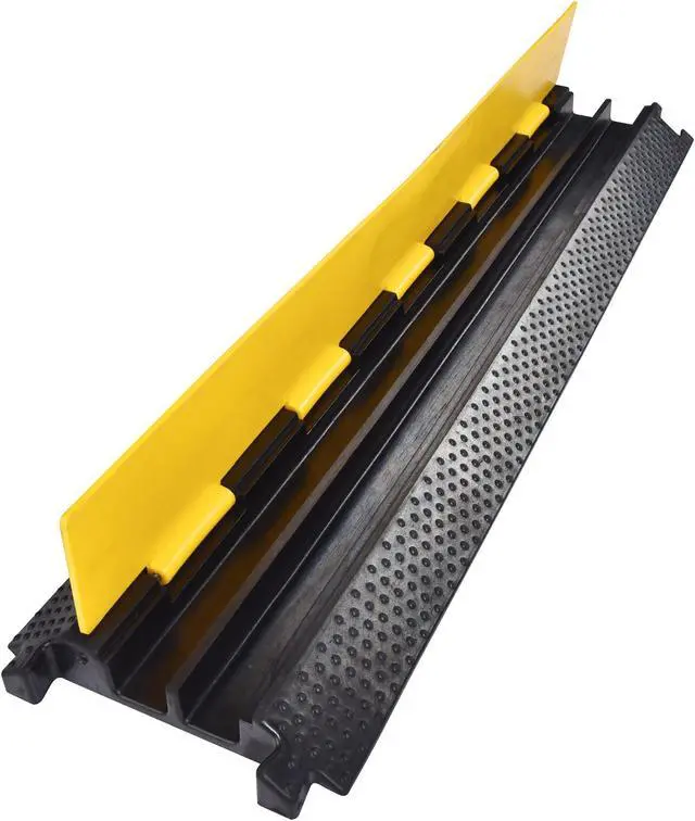 Alt view image 2 of 7 - Yescom 2 Channel Rubber Electrical Wire Cover Cable Driveway Over Garden Hose Protector Ramp Guard Warehouse Cord Protector Speed Bump, 22000 Lbs