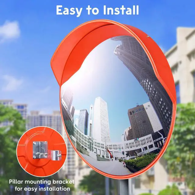 Alt view image 2 of 7 - Yescom 23" Convex Safety Traffic Mirror Outdoor/ Indoor Driveway & Security Wide Angle Mirror, Dome Blind Spot Mirror for Wall, Office, Parking Garage & Room