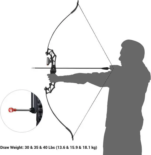 Alt view image 6 of 7 - Yescom Recurve Bow Set Takedown Arrow Archery Hunting Right Hand Longbow Shooting Kit