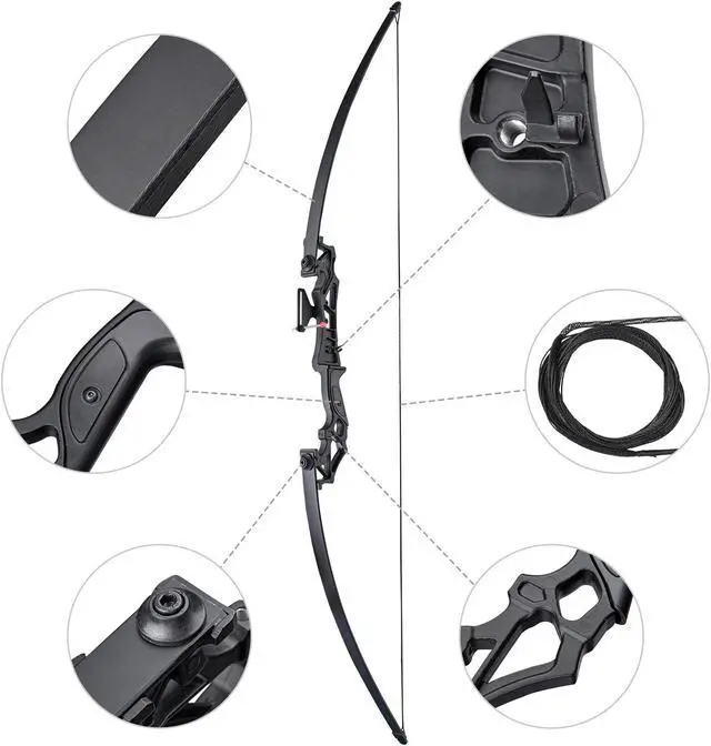 Alt view image 7 of 7 - Yescom Recurve Bow Set Takedown Arrow Archery Hunting Right Hand Longbow Shooting Kit