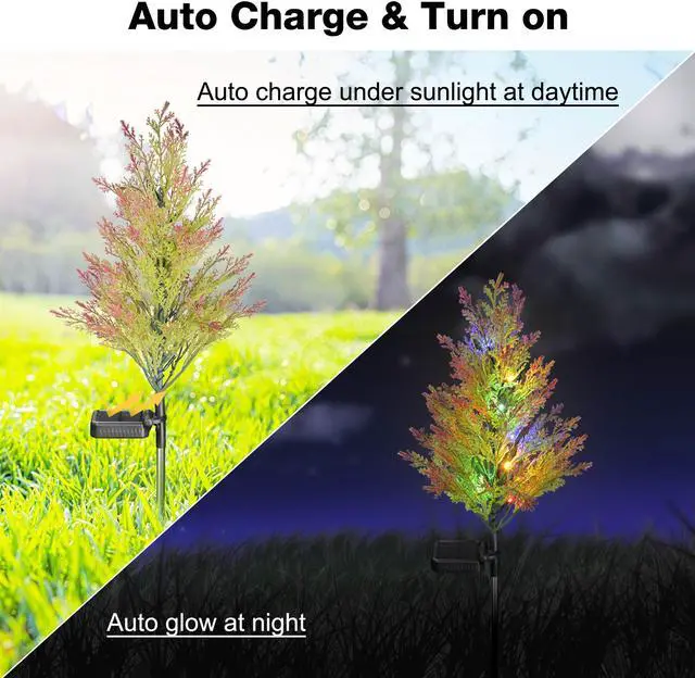 Alt view image 3 of 7 - Christmas Solar Pine Tree Lights Multi Color LED Plug-in Yard Decoration 4 Packs