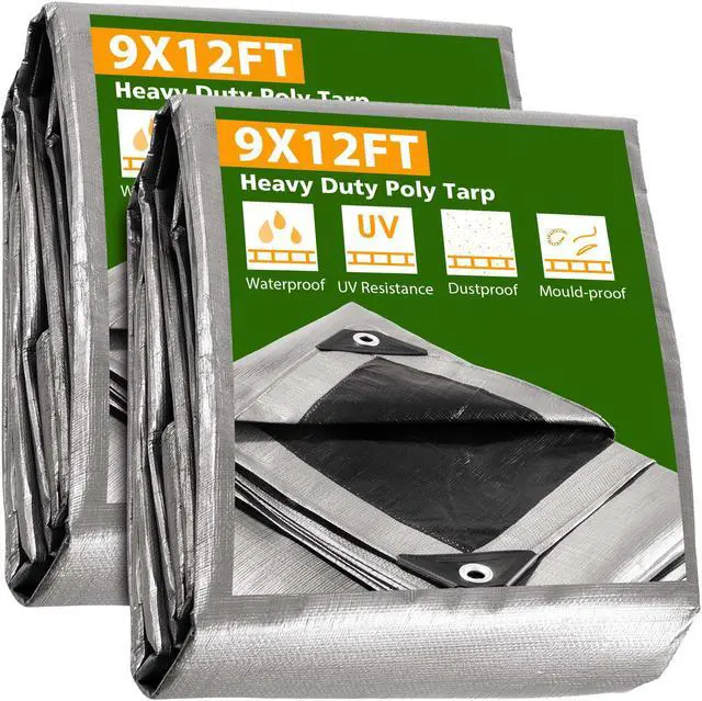 Main image of Yescom 2 Pack 18x24 Ft Waterproof Poly Tarp Heavy Duty 10-mil Tarpaulin for Roof