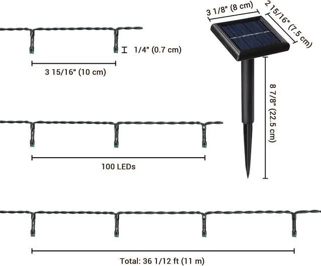 Alt view image 7 of 7 - 100 LED Solar Powered String Light Static Christmas Porch Party Decor 2 Pack