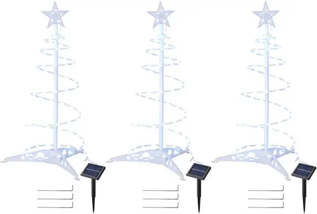 Main image of 2 Ft LED Christmas Spiral Light with Star Finial Solar Panel Decoration 3 Kits
