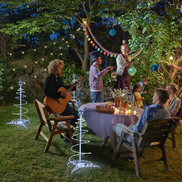 Alt view image 2 of 7 - 2 Ft LED Christmas Spiral Light with Star Finial Solar Panel Decoration 3 Kits