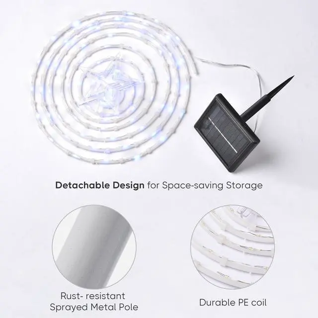 Alt view image 5 of 7 - 2 Ft LED Christmas Spiral Light with Star Finial Solar Panel Decoration 3 Kits