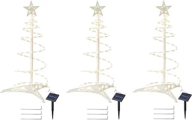 Main image of 2 Ft LED Christmas Spiral Light with Star Finial Solar Panel Decoration 3 Kits