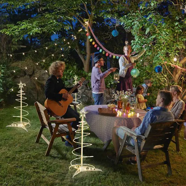 Alt view image 2 of 7 - 2 Ft LED Christmas Spiral Light with Star Finial Solar Panel Decoration 3 Kits