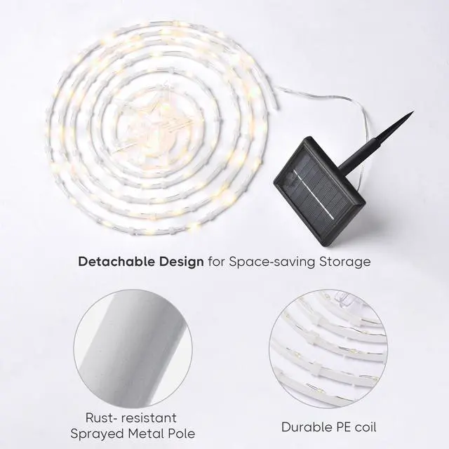 Alt view image 5 of 7 - 2 Ft LED Christmas Spiral Light with Star Finial Solar Panel Decoration 3 Kits