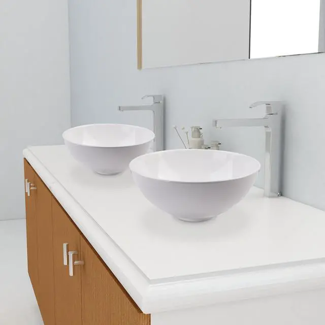 Alt view image 2 of 7 - Aquaterior 12" Bathroom Vessel Sink Round Bowl Pop Up Drain Countertop 2 Pack