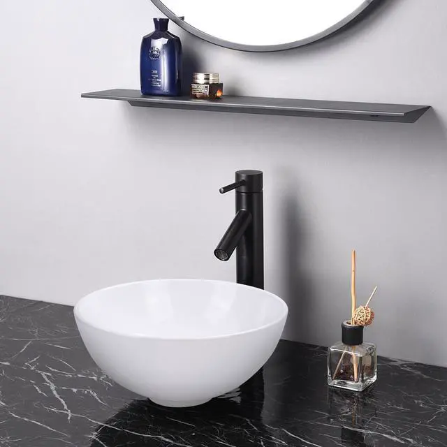 Alt view image 7 of 7 - Aquaterior 12" Bathroom Vessel Sink Round Bowl Pop Up Drain Countertop 2 Pack