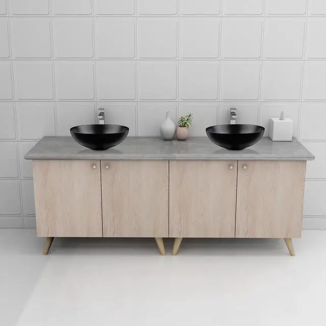 Alt view image 2 of 7 - Aquaterior 12" Bathroom Vessel Sink Round Bowl Countertop Pop up Drain 2 Pack