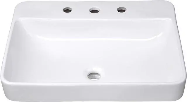 Alt view image 5 of 7 - Aquaterior 23" Vessel Sink Drop in Ceramic Basin Pop up Drain Bathroom 2 Pack