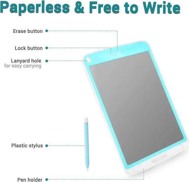 Alt view image 2 of 7 - 10" LCD Writing Pad Drawing Tablet Electronic Doodle Board Erasable Kids Stylus