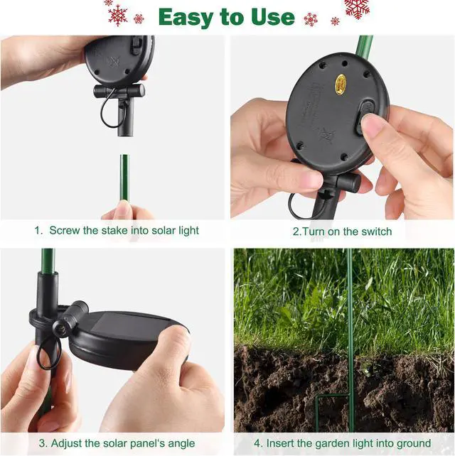 Alt view image 4 of 7 - Solar Christmas Tree Stake Lights Solar Pathway Light for Garden Yard Lawn 12Pcs