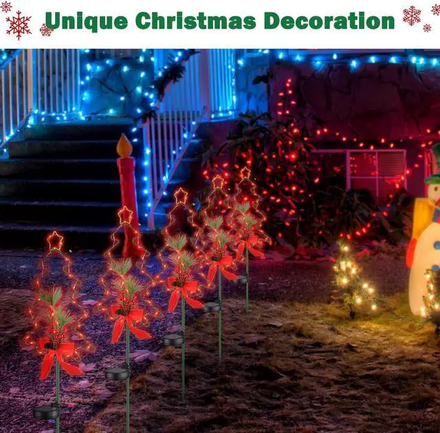 Alt view image 6 of 7 - Solar Red Berries Tree Stake Lights Xmas Solar Pathway Light Garden Yard 8Pcs