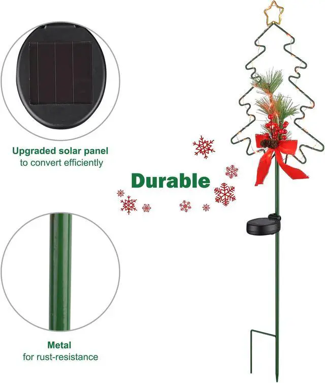 Alt view image 5 of 7 - Solar Red Berries Tree Stake Lights Xmas Solar Pathway Light Garden Yard 8Pcs