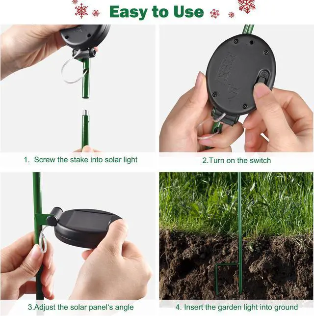 Alt view image 4 of 7 - Solar Red Berries Tree Stake Lights Xmas Solar Pathway Light Garden Yard 12Pcs