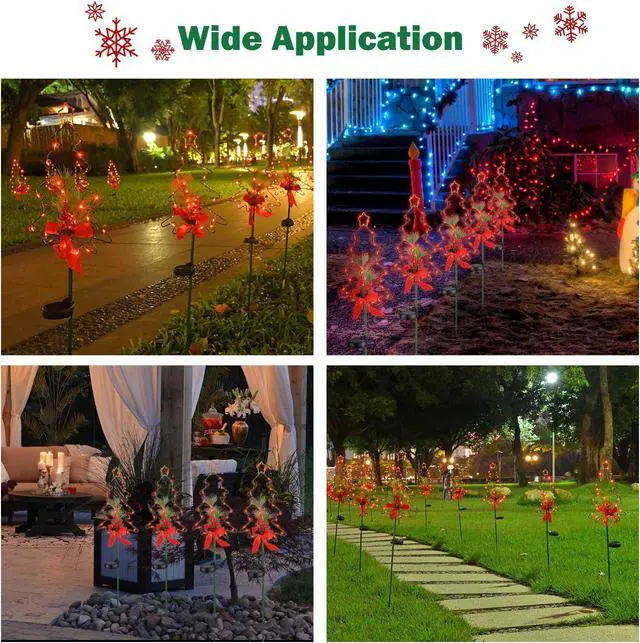 Alt view image 6 of 7 - Solar Red Berries Tree Stake Lights Xmas Solar Pathway Light Garden Yard 12Pcs