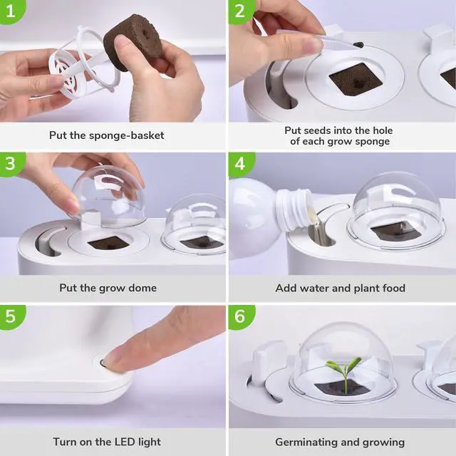 Alt view image 7 of 7 - Yescom 3 Pots Hydroponic Growing System Plant Germination Kit with LED Light Indoor Herb Garden Home Kitchen