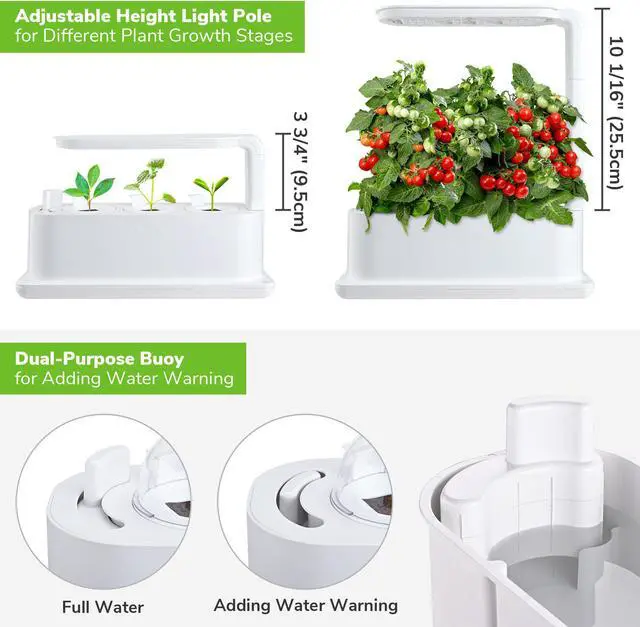 Alt view image 6 of 7 - Yescom 3 Pots Hydroponic Growing System Plant Germination Kit with LED Light Indoor Herb Garden Home Kitchen