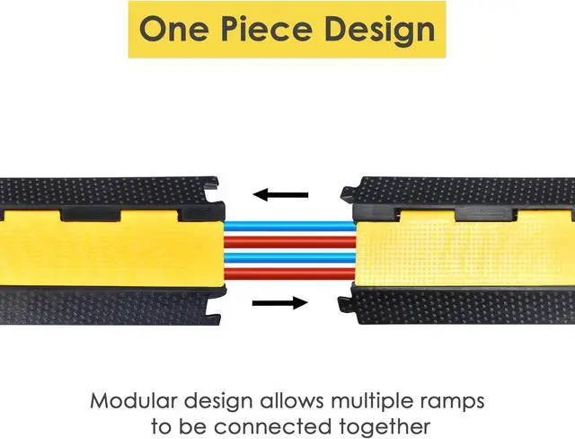 Alt view image 6 of 7 - Yescom 2 Channel Rubber Electrical Wire Cover Cable Driveway Over Garden Hose Protector Ramp Guard Warehouse Cord Protector Speed Bump, 22000 Lbs