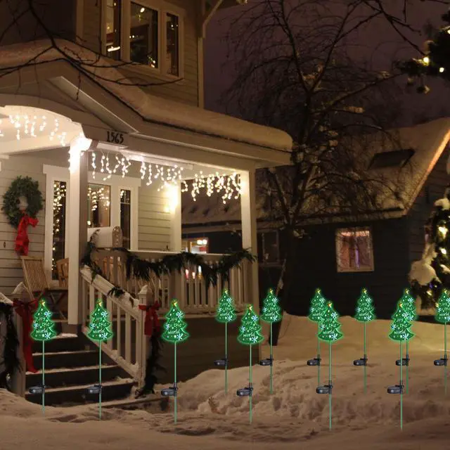Alt view image 2 of 7 - Solar Christmas Tree Stake Lights Solar Pathway Light for Garden Yard Lawn 2Pcs