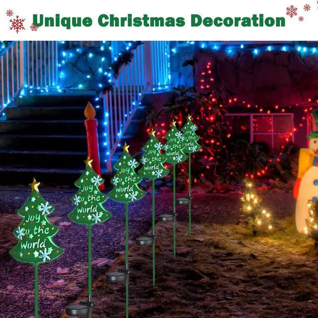 Alt view image 3 of 7 - Solar Christmas Tree Stake Lights Solar Pathway Light for Garden Yard Lawn 2Pcs