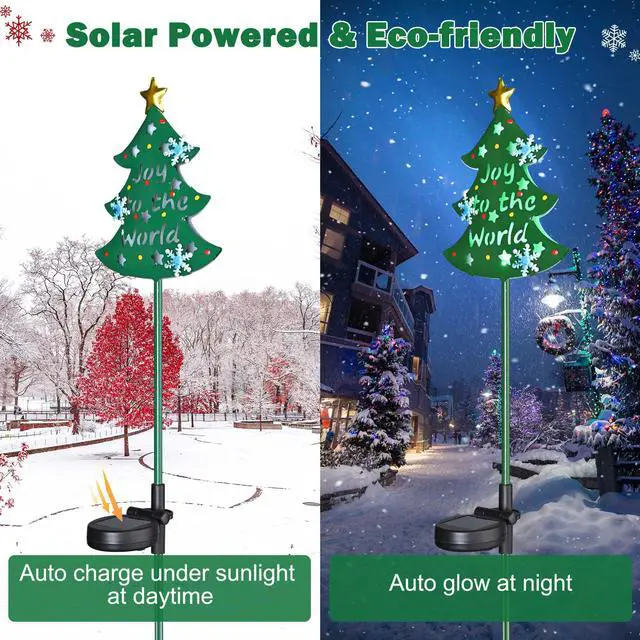 Alt view image 4 of 7 - Solar Christmas Tree Stake Lights Solar Pathway Light for Garden Yard Lawn 2Pcs