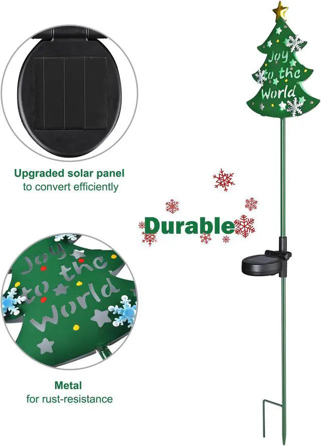 Alt view image 6 of 7 - Solar Christmas Tree Stake Lights Solar Pathway Light for Garden Yard Lawn 2Pcs