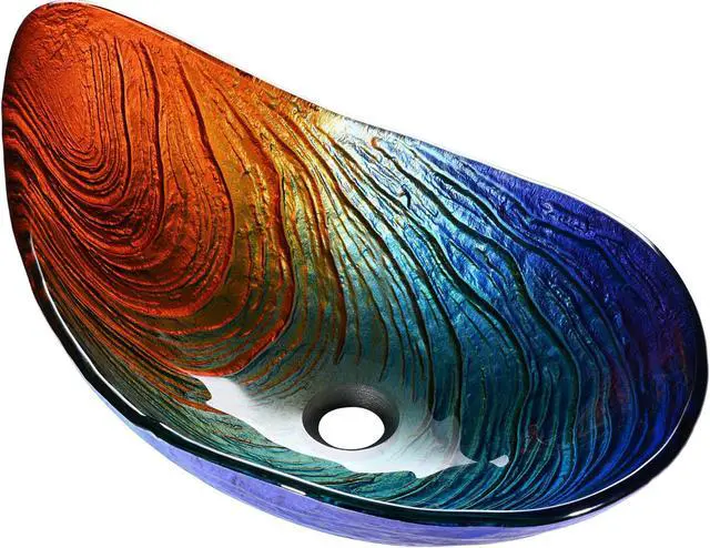 Alt view image 3 of 7 - Aquaterior Waterdrop Shape Tempered Glass Vessel Sink Vanity Counter Top Basin